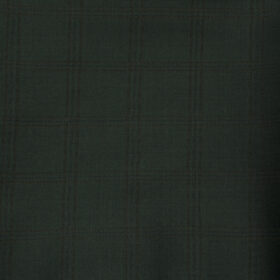 J.Hampstead Men's Wool Checks 1.30 Meter Unstitched Trouser Fabric (Dark Green )