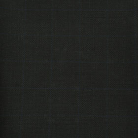 J.Hampstead Men's Wool Checks 1.30 Meter Unstitched Trouser Fabric (Black)