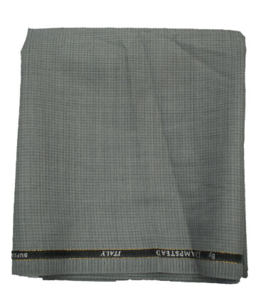 J.Hampstead Men's Wool Checks Unstitched Trouser Fabric (Light Grey )