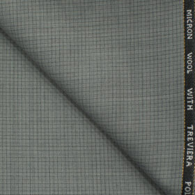 J.Hampstead Men's Wool Checks 1.30 Meter Unstitched Trouser Fabric (Light Grey )