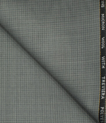 J.Hampstead Men's Wool Checks 1.30 Meter Unstitched Trouser Fabric (Light Grey )