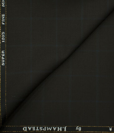 J.Hampstead Men's Wool Checks Super 120's 1.30 Meter Unstitched Trouser Fabric (Dark Brown)