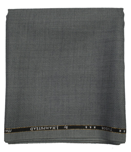 J.Hampstead Men's Wool Structured Super 120's 1.30 Meter Unstitched Trouser Fabric (Grey )