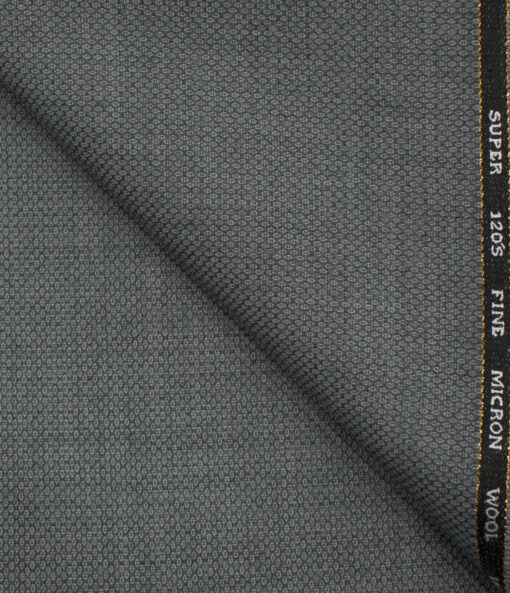 J.Hampstead Men's Wool Structured Super 120's 1.30 Meter Unstitched Trouser Fabric (Grey )