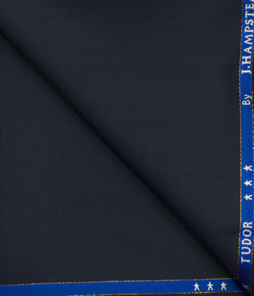 J.Hampstead Men's Wool Self Design Super 120's 1.30 Meter Unstitched Trouser Fabric (Dark Blue)