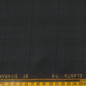 Siyaram's Men's Terry Rayon Checks 3.75 Meter Unstitched Suiting Fabric (Dark Grey)