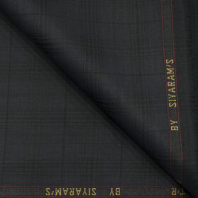 Siyaram's Men's Terry Rayon Checks 3.75 Meter Unstitched Suiting Fabric (Dark Grey)