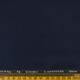 Siyaram's Men's Terry Rayon Checks 3.75 Meter Unstitched Suiting Fabric (Dark Royal Blue)