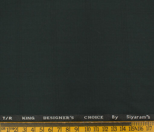 Siyaram's Men's Terry Rayon Checks 3.75 Meter Unstitched Suiting Fabric (Dark Green)