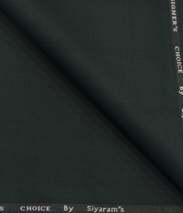 Siyaram's Men's Terry Rayon Checks 3.75 Meter Unstitched Suiting Fabric (Dark Green)