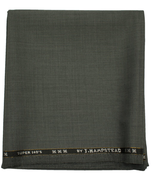 J.Hampstead Men's Wool Structured Super 140's 1.30 Meter Unstitched Trouser Fabric (Grey)