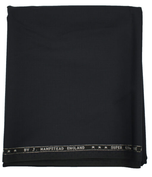 J.Hampstead Men's Wool Solids Super 120's 1.30 Meter Unstitched Trouser Fabric (Dark Navy Blue)
