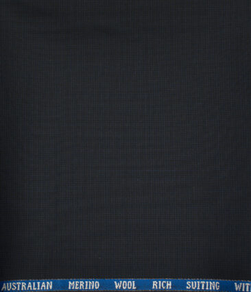 J.Hampstead Men's Wool Self Design Super 130's 1.30 Meter Unstitched Trouser Fabric (Dark Purplish Blue)