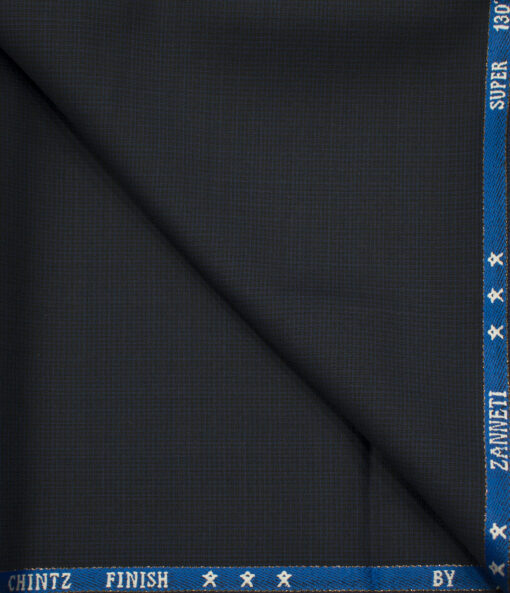 J.Hampstead Men's Wool Self Design Super 130's 1.30 Meter Unstitched Trouser Fabric (Dark Purplish Blue)