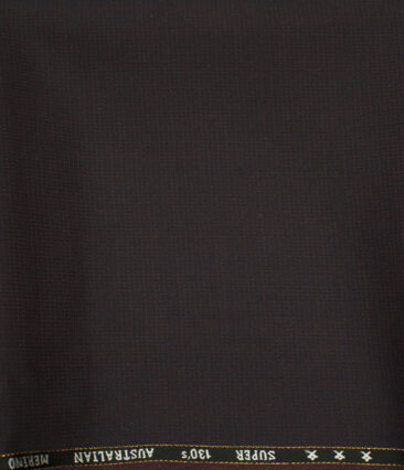 J.Hampstead Men's Wool Structured Super 130's 1.30 Meter Unstitched Trouser Fabric (Dark Wine)