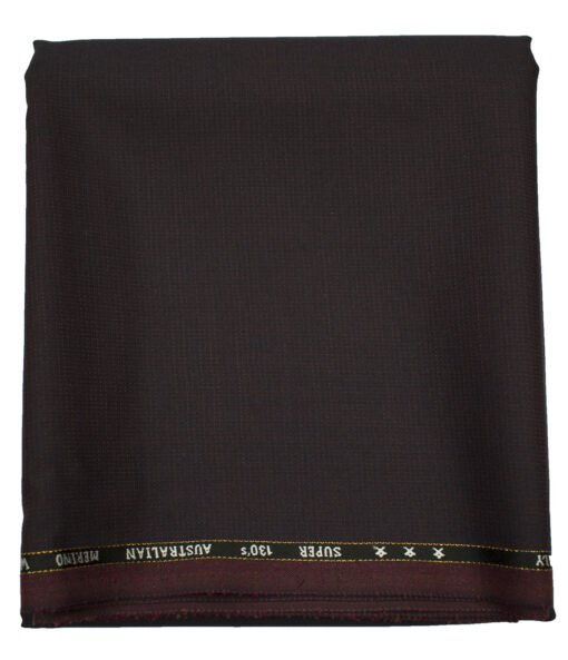 J.Hampstead Men's Wool Structured Super 130's 1.30 Meter Unstitched Trouser Fabric (Dark Wine)