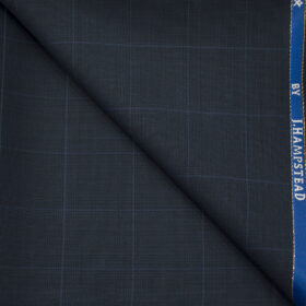 J.Hampstead Men's Wool Checks Super 130's 1.30 Meter Unstitched Trouser Fabric (Dark Blue)