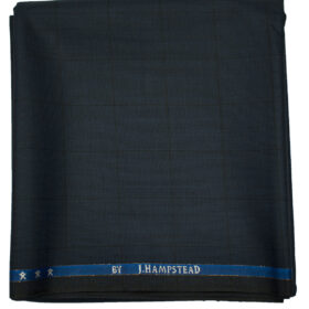 J.Hampstead Men's Wool Checks Super 130's1.30 Meter Unstitched Trouser Fabric (Dark Blue)