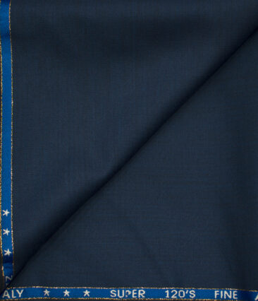 J.Hampstead Men's Wool Checks Super 130's 1.30 Meter Unstitched Trouser Fabric (Royal Blue)