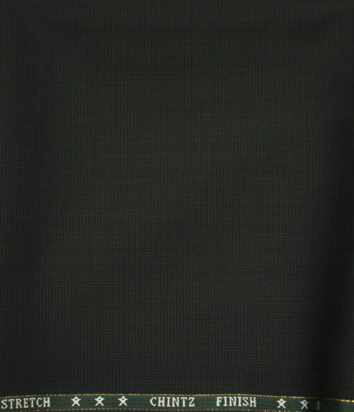 J.Hampstead Men's Wool Checks Super 130's 1.30 Meter Unstitched Trouser Fabric (Dark Green )