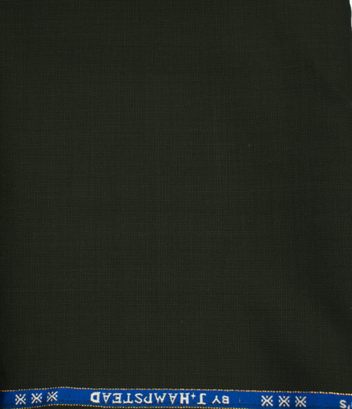 J.Hampstead Men's Wool Checks Super 170's 1.30 Meter Unstitched Trouser Fabric (Black)
