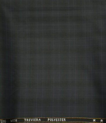 J.Hampstead Men's Wool Checks Super 130's1.30 Meter Unstitched Trouser Fabric (Greyish Blue)