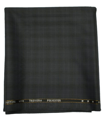 J.Hampstead Men's Wool Checks Super 130's1.30 Meter Unstitched Trouser Fabric (Greyish Blue)