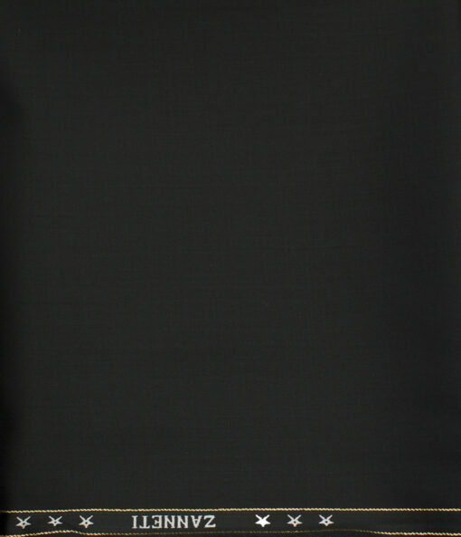 J.Hampstead Men's Wool Solids Super 150's 1.30 Meter Unstitched Trouser Fabric (Black)