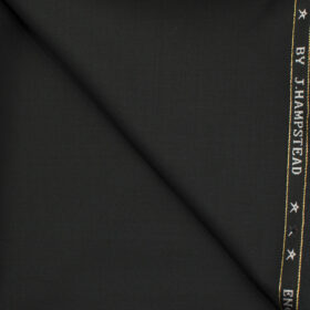 J.Hampstead Men's Wool Solids Super 150's 1.30 Meter Unstitched Trouser Fabric (Black)