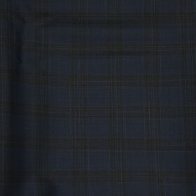 J.Hampstead Men's Wool Checks 1.30 Meter Unstitched Trouser Fabric (Dark Blue)