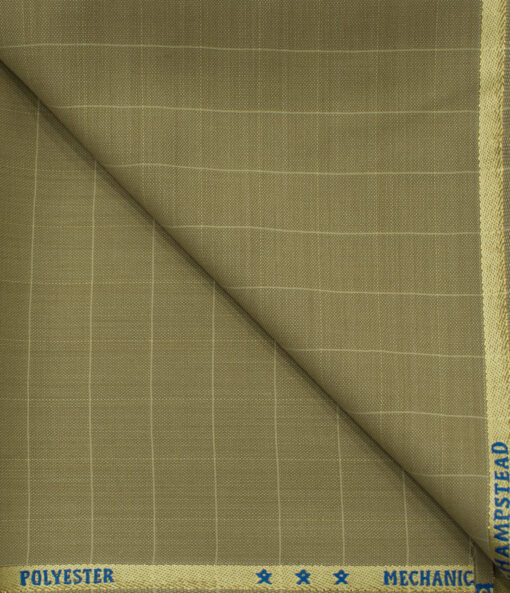 J.Hampstead Men's Wool Checks 1.30 Meter Unstitched Trouser Fabric (Fawn Beige)