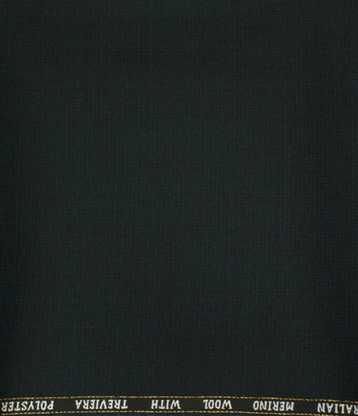 J.Hampstead Men's Wool Checks 1.30 Meter Unstitched Trouser Fabric (Dark Sea Green)