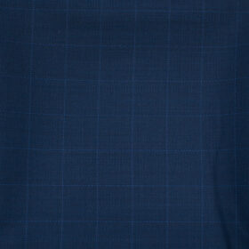 J.Hampstead Men's Wool Checks 1.30 Meter Unstitched Trouser Fabric (Royal Blue)
