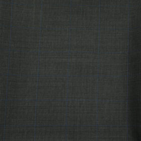 J.Hampstead Men's Wool Checks Super 130's1.30 Meter Unstitched Trouser Fabric (Dark Grey)