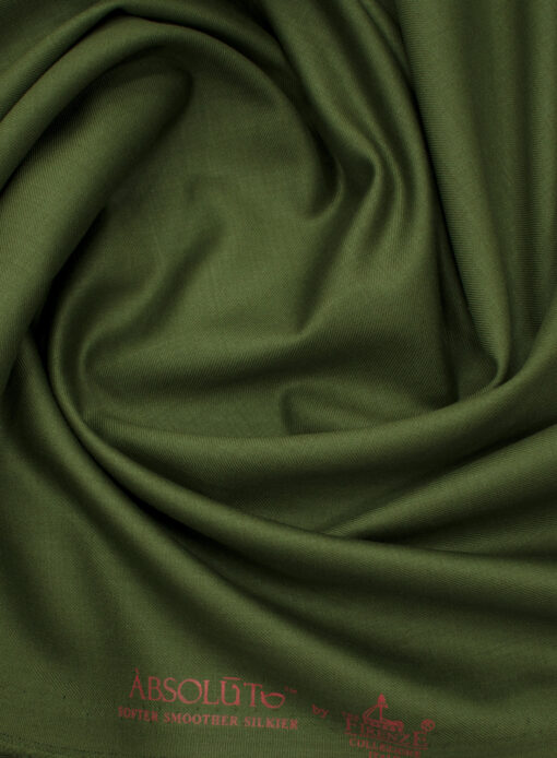 Absoluto Men's Terry Rayon Solids 3.75 Meter Unstitched Suiting Fabric (Moss Green)