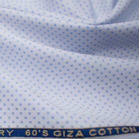 Birla Century Men's Giza Cotton Dobby 2 Meter Unstitched Shirting Fabric (Light Blue)