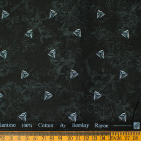 Bombay Rayon Men's Cotton Printed 2 Meter Unstitched Shirting Fabric (Black & Grey)