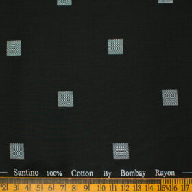 Bombay Rayon Men's Cotton Printed 2 Meter Unstitched Shirting Fabric (Black & White)