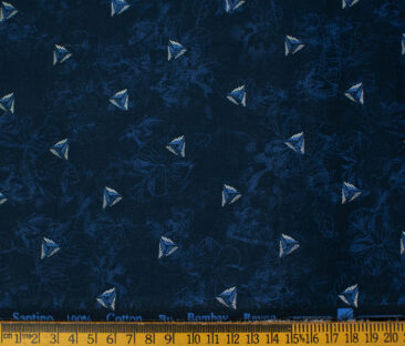 Bombay Rayon Men's Cotton Printed 2 Meter Unstitched Shirting Fabric (Royal Blue)