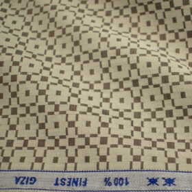 Tessitura Monti Men's Giza Cotton Jacquard 2 Meter Unstitched Shirting Fabric (Beige & Brown)