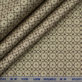 Tessitura Monti Men's Giza Cotton Jacquard 2 Meter Unstitched Shirting Fabric (Beige & Brown)