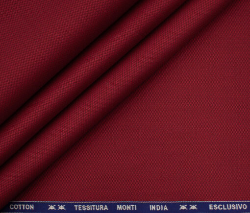 Tessitura Monti Men's Giza Cotton Structured 2 Meter Unstitched Shirting Fabric (Red)