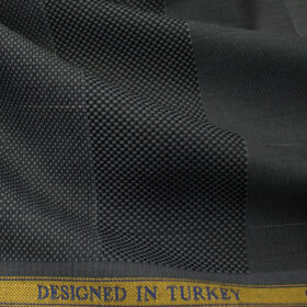 Soktas Men's Giza Cotton Checks 2 Meter Unstitched Shirting Fabric (Dark Grey)