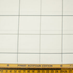 Soktas Men's Giza Cotton Checks 2 Meter Unstitched Shirting Fabric (White & Grey)