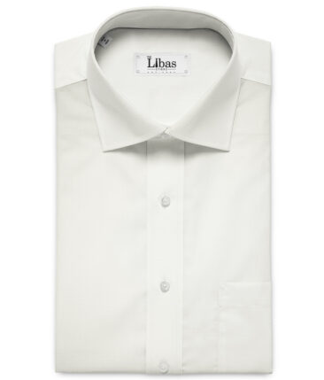 Soktas Men's Giza Cotton Jacquard Unstitched Shirting Fabric (White)