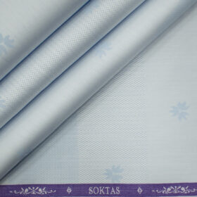 Soktas Men's Giza Cotton Striped 2 Meter Unstitched Shirting Fabric (Sky Blue)