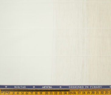 Soktas Men's Giza Cotton Checks 2 Meter Unstitched Shirting Fabric (Beige & White)