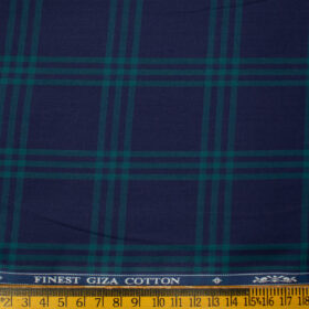 Soktas Men's Giza Cotton Checks 2 Meter Unstitched Shirting Fabric (Dark Royal Blue)