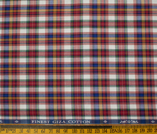 Soktas Men's Giza Cotton Checks 2 Meter Unstitched Shirting Fabric (Multi)