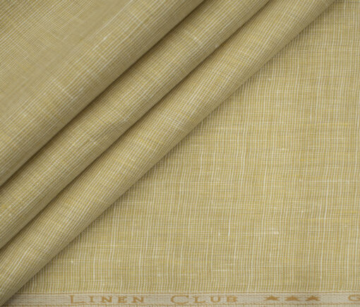 Linen Club Men's European Linen 50 LEA Structured 2.25 Meter Unstitched Shirting Fabric (Beige)